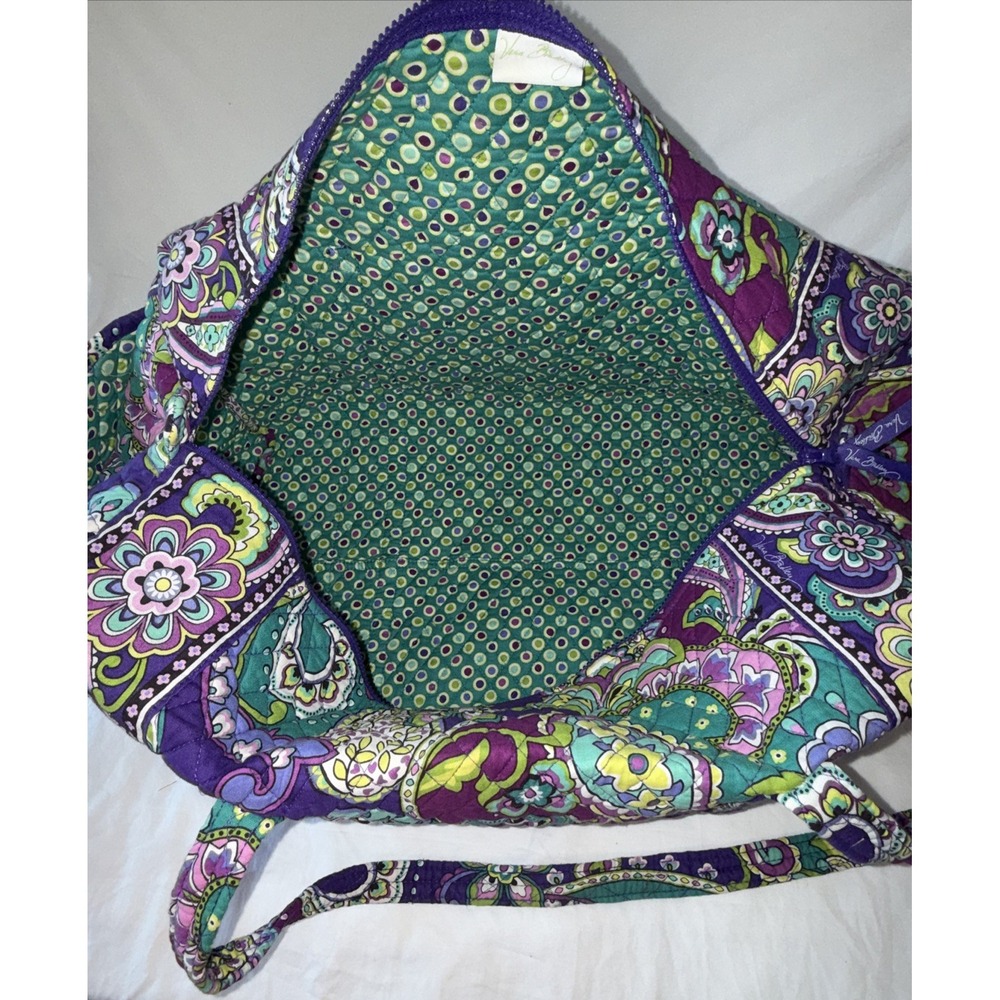 Vera Bradley Heather Large Duffel Bag Quilted Purple Travel CarryOn - Picture 7 of 8